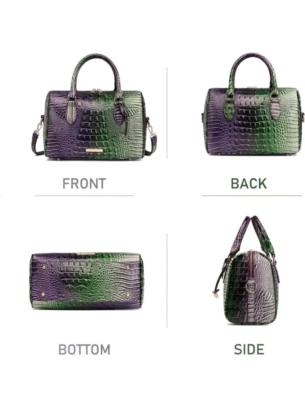 Stylish Crocodile Texture Handbag for Women - Top Handle Leather Shoulder Purse
